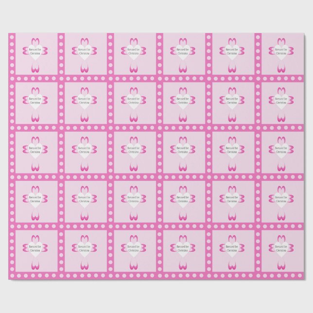 Rosa Taufverpackungspapier für Mädchen Geschenkpapier (Flach)