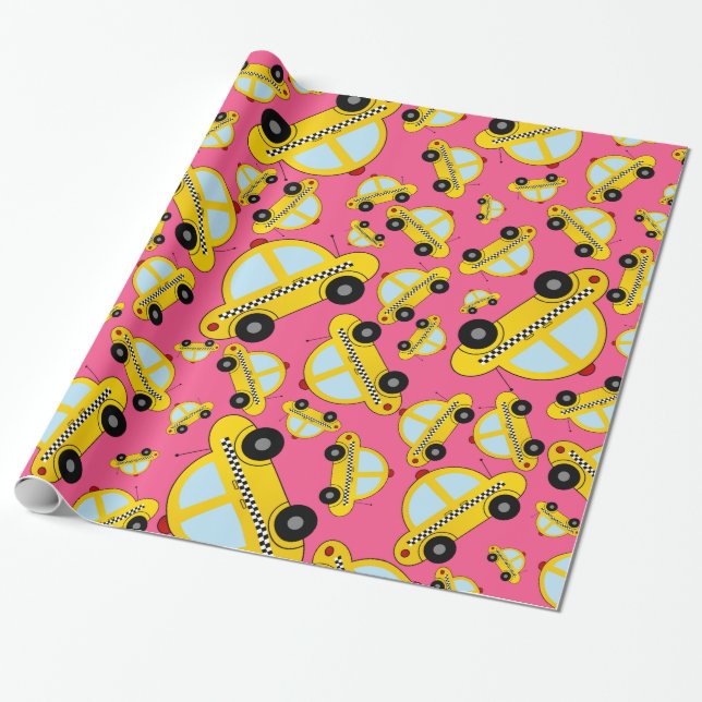 Rosa Taximuster Geschenkpapier (Ungerollt)