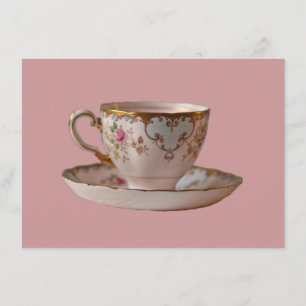 Rosa Teacup und Saucer mit Rose Einladung
