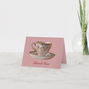 Rosa Teacup und Saucer mit Rosen Dankeskarte