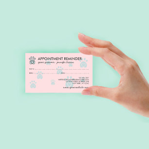 Rosa Teal-Pfoten-Logo Elegante Tiertermin Visitenkarte