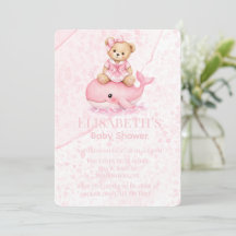 Rosa Teddybär auf Wal Mädchen Baby-Party