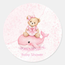 Rosa Teddybär auf Wal Mädchen Baby-Party