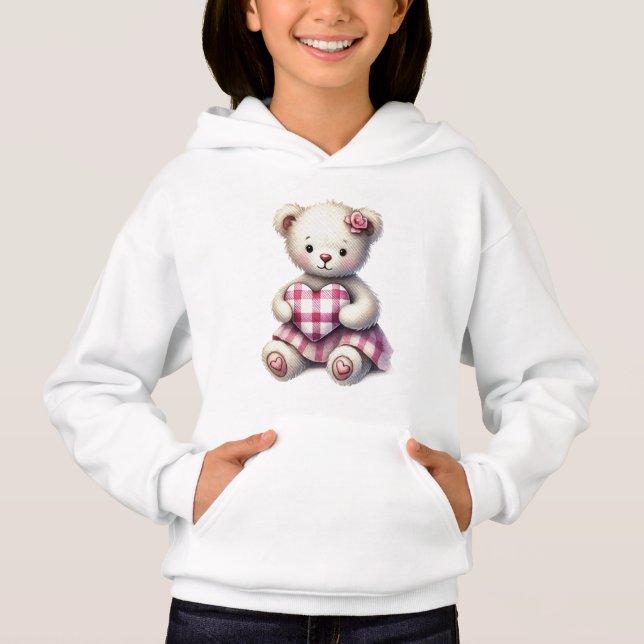 Rosa Teddybär Baby Mädchen Kapuzenpullover  Hoodie (Vorderseite)