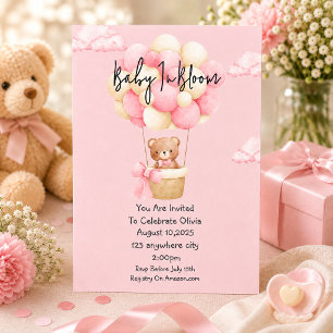 rosa Teddybär-Baby-Party Einladung
