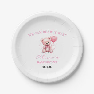 Rosa Teddybär-Baby-Party Pappteller