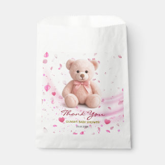 Rosa Teddybär-Baby-Shower-Geschenktüte – Danke. Geschenktütchen