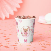Rosa Teddybär-Baby-Shower-Tassen