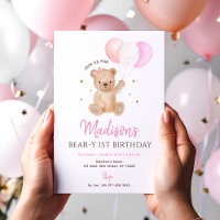 Rosa Teddybär-Ballon zum ersten Geburtstag