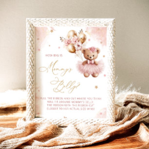 Rosa Teddybär-Balloons Wie groß ist Mamas Bauch Poster