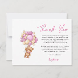 Rosa Teddybär Dankeschön zur Babyparty Feiertagskarte