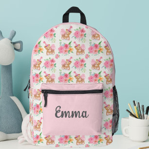 Rosa Teddybär-Eiscreme mit Pfingstrosen Bedruckter Rucksack