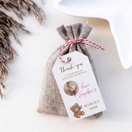 Rosa Teddybär Erster Geburtstag Foto-Andenken Geschenkanhänger