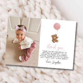 Rosa Teddybär Erster Geburtstag Foto Danke