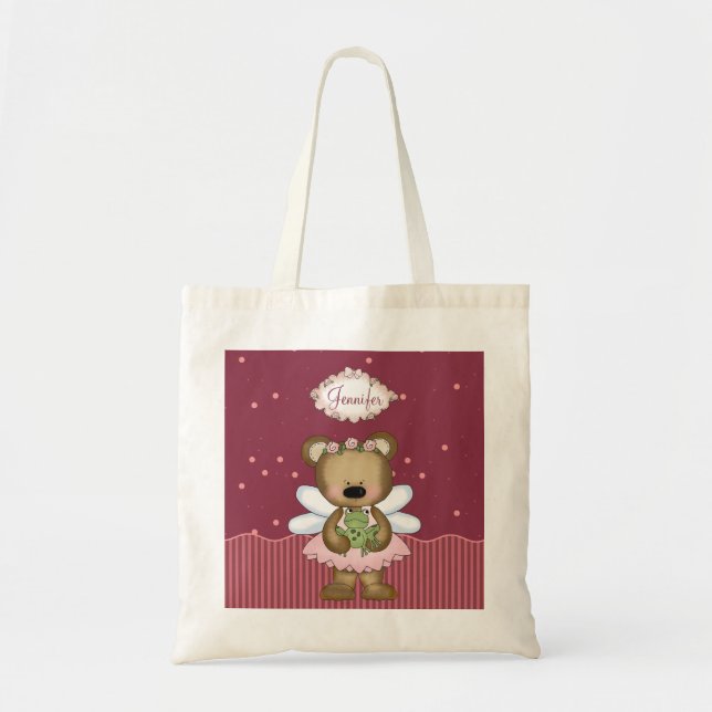 Rosa Teddybär-Fee-Prinzessin Tragetasche (Vorne)