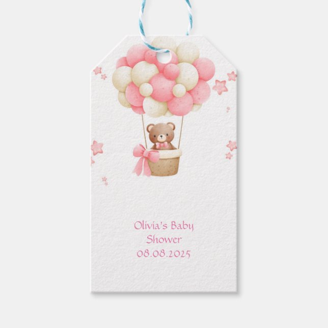 Rosa Teddybär  Geschenkanhänger (Vorderseite)