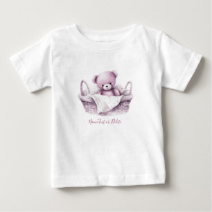 Rosa Teddybär im Korb Baby T-Shirt