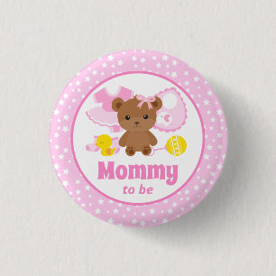 Rosa Teddybär-Kleidung Baby Shower Mommy to Be Button