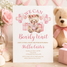 Rosa Teddybär Mädchen Baby Shower Kaum Warten