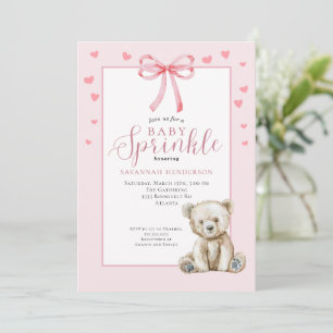 Rosa Teddybär-Mädchen-Sprinkle Einladung