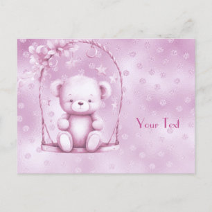 Rosa Teddybär Postkarte