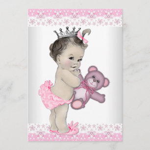 Rosa Teddybär-Prinzessin Babyparty Einladung