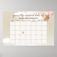 Rosa Teddybär-Rat den Geburtstermin-Kalender