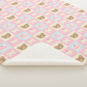 Rosa Teddybär-Sherpa-Babydecke für Mädchen Sherpadecke