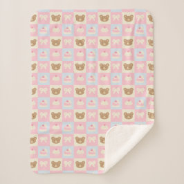 Rosa Teddybär-Sherpa-Babydecke für Mädchen Sherpadecke