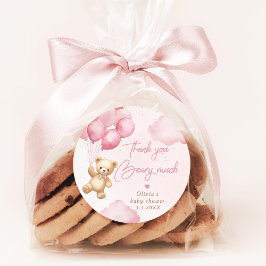 Rosa Teddybärenballons Danke fürs Auge Runder Aufkleber