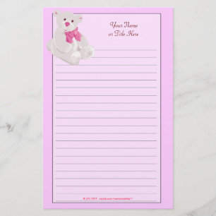Rosa Teddybear gezeichnetes Briefpapier