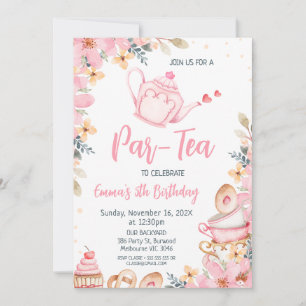 Rosa Teekanne Blumenkohl Tee Party Geburtstag Einladung