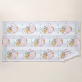 Rosa Teekanne mit Blume und Schmetterlingsmuster Strandtuch