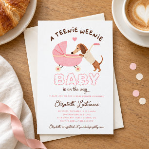 Rosa Teenie Weenie Dachshund Mädchen Baby-Party Einladung