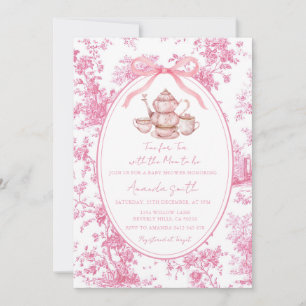 Rosa Teeparty Blumen Toile Baby Shower Einladung