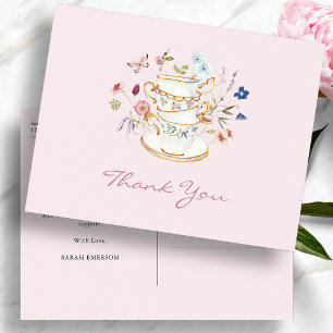 Rosa Teeparty-Brautabschied Postkarte