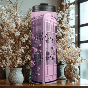Rosa Telefonzelle Thermal Tumbler Thermosbecher