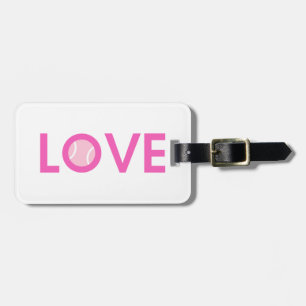 Rosa Tennis-Ball ~ LIEBE ~ personalisiert Gepäckanhänger