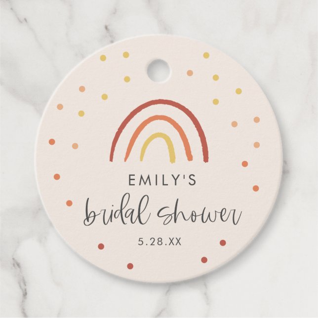 Rosa Terracotta Rainbow Brautparty Personalisiert Geschenkanhänger (Vorderseite)