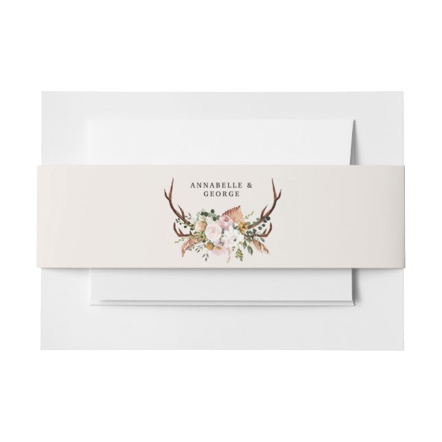 Rosa Terracotta Rosa Botanische Hochzeit Einladungsbanderole (Vorderseite Beispiel)