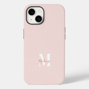 Rosa & Terrakotta moderne Anfangsmonogramm-Etui-Ma iPhone 14 Hülle