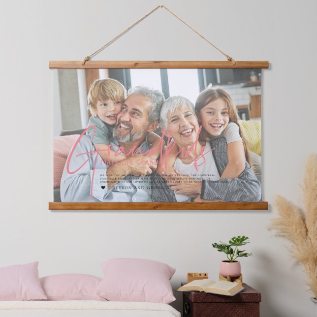 rosa Text | Enkelkinder machen Life Grand Foto Wandteppich Mit Holzrahmen (Schlafzimmer)