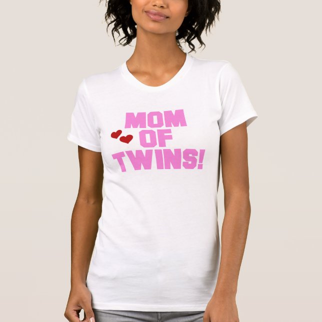 Rosa Text-Mama der Zwillinge T-Shirt (Vorderseite)