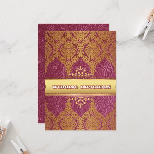 Rosa Textur Floral Islamische Hochzeit Einladung (Vorderseite/Rückseite Beispiel)