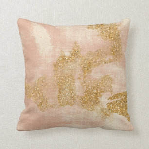 *~* Rosa Texturiertes Gold Glitter Abgenutzt Golde Kissen