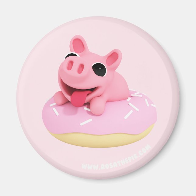 Rosa the Pig in a Donut Magnet (Vorne)