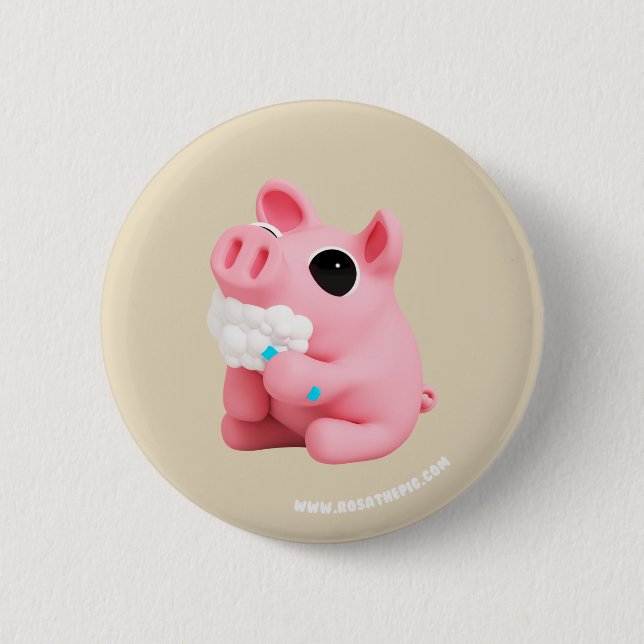 Rosa the Pig Tooth Brushing Button (Vorderseite)