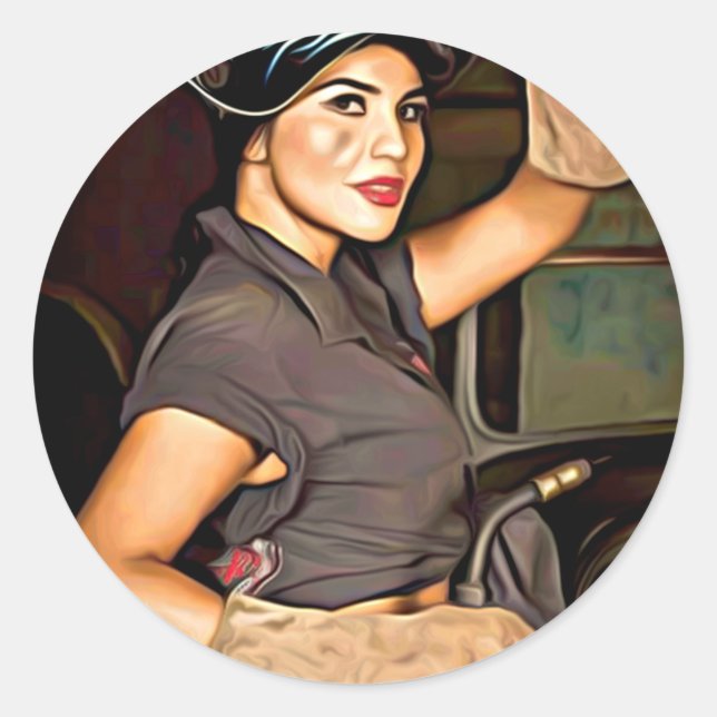 Rosa-the-welder Runder Aufkleber (Vorderseite)