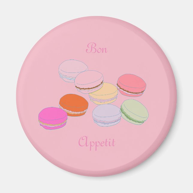 Rosa Thema Paris Französisch Macaron Bon Appetit M Magnet (Vorne)