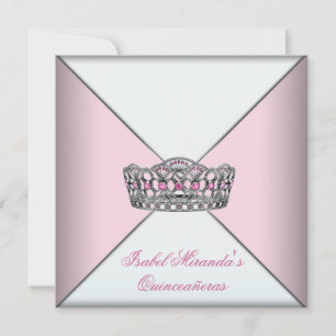 Rosa Tiara Quinceanera 15. Geburtstagsfeier Einladung